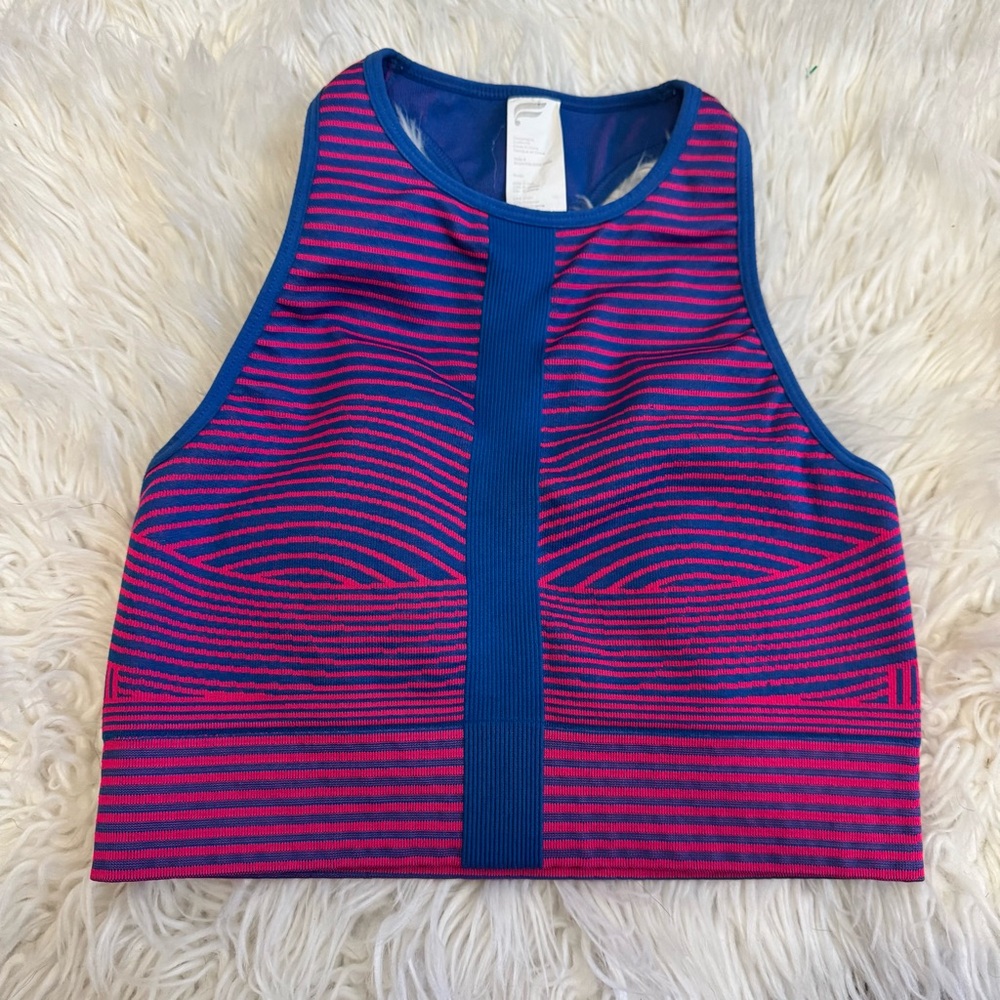 Fabletics Women's Allyson Medium Impact Sports Bra Blue/pink Racer Back Small - Picture 5 of 7